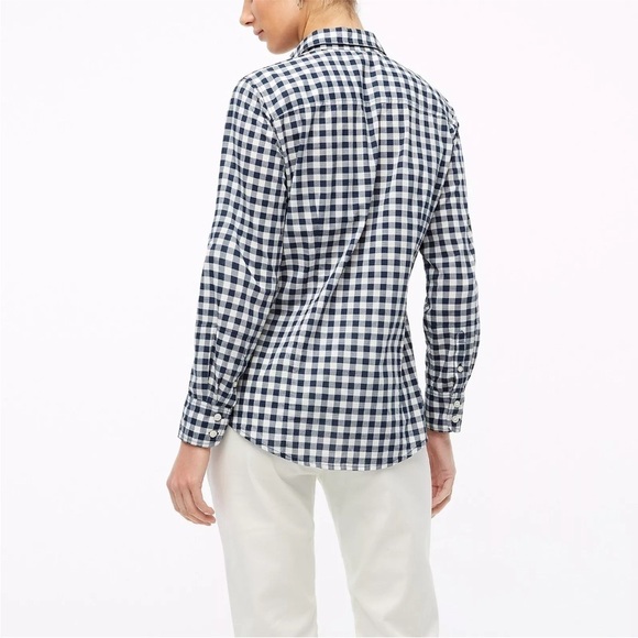 J. Crew Shirt Navy White Plaid “The Perfect Shirt” Boy Fit PXS - Picture 3 of 7
